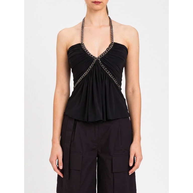 Polyester Top with Metallic Mesh (261AP221400006)