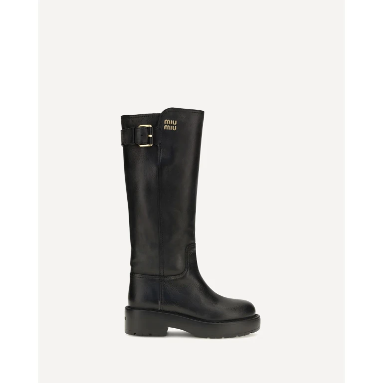Leather knee-high Boots with buckle detail Female 41