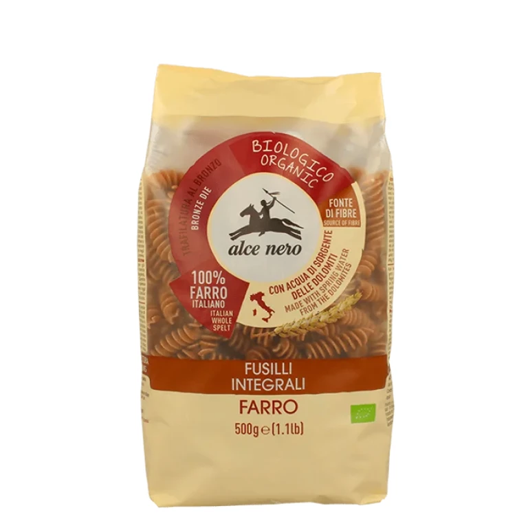 spa Organic Wholemeal Spelt Fusilli Alce Nero 500g
