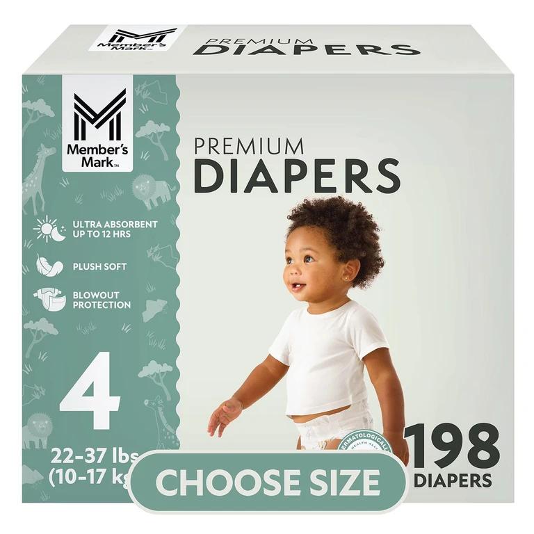 Premium Baby Diapers; Size 4,198 ct., 22-37 lbs.:- 4 - 198 ct., 22-37 lbs.