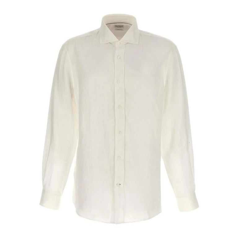 Natural White Linen Button-Up Shirt