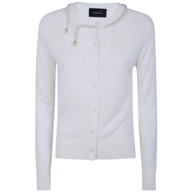 Classic Merino Seiden-Cardigan mit Stickerei
