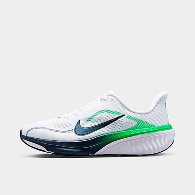 Big Kids Pegasus 42 Running Shoes in White/Green Spark/Midnight Navy Size: 1.0