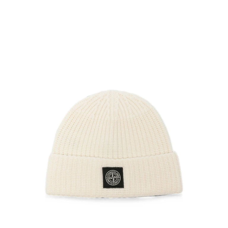 STONE ISLAND Ribbed Virgin Wool Beanie Hat with Compass Logo (N100012S00B4V0093)