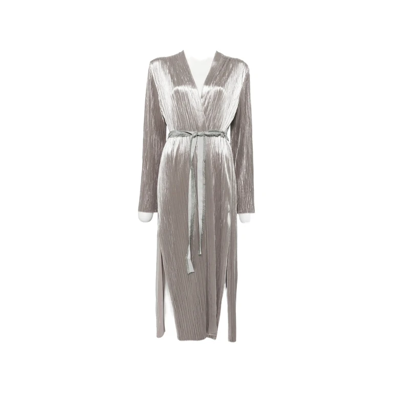 Plissé-effect Belted Coat