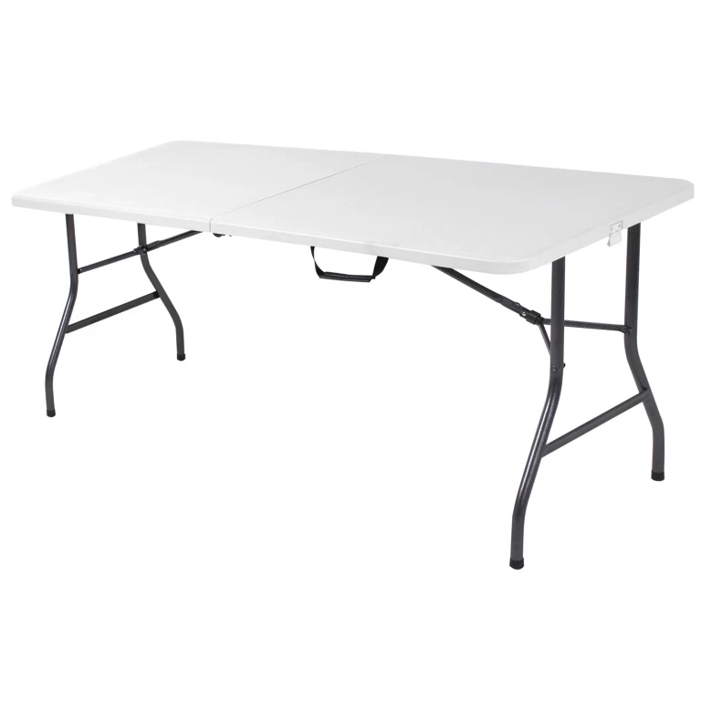Deluxe 6' x 30' Fold-in-Half Blow Molded Folding Table, White Speckle