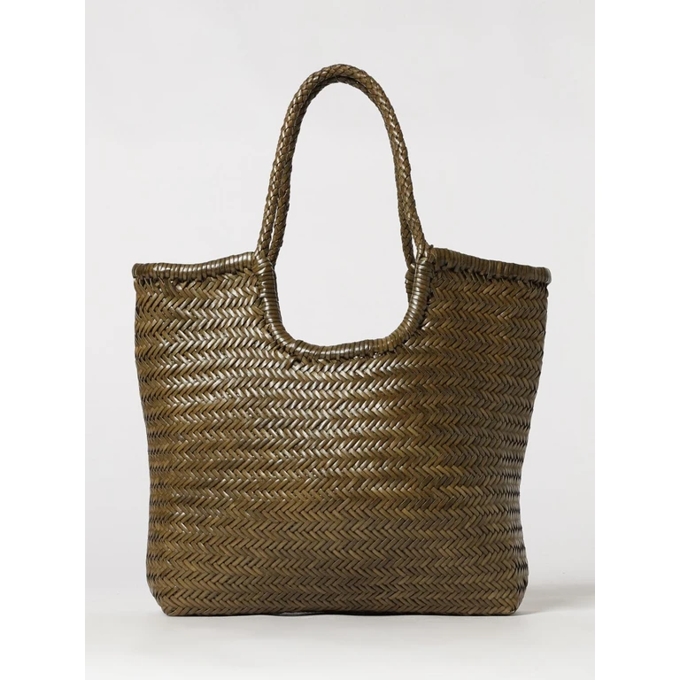 NS Diagonal Trimple Jump Woven Leather Bag (68914KAKI)