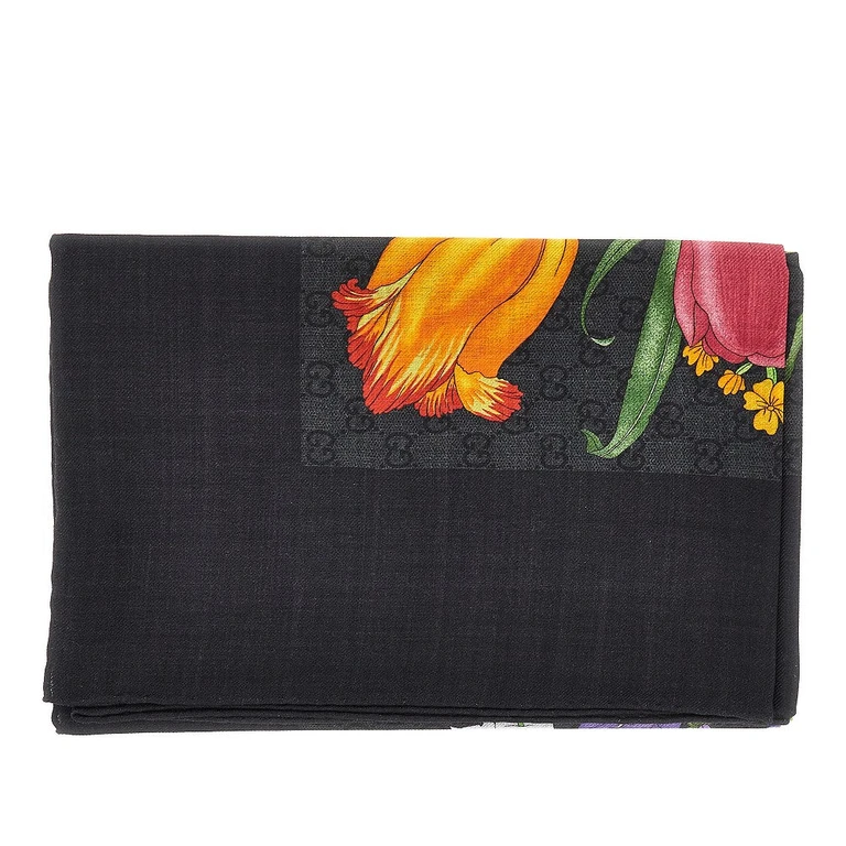 Silk and wool-blend scarf with Flora print Woman One Size