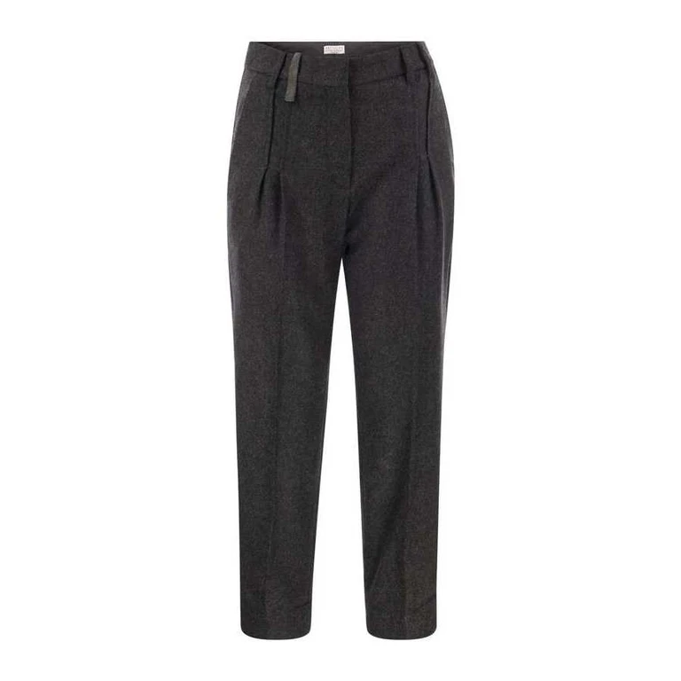 Anthracite Pleated Tailored Trousers