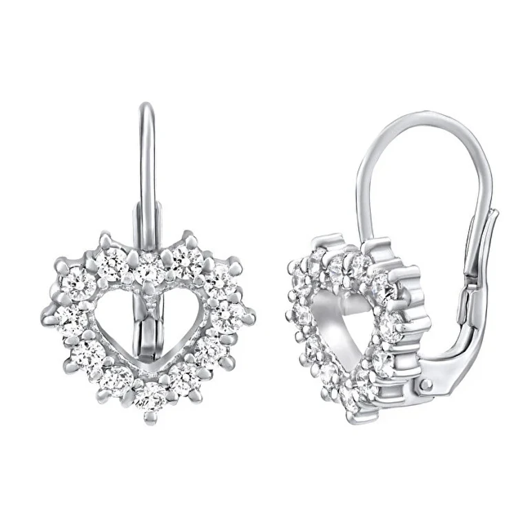 {{cc799ada1626a7fc7ac56360b9ed95}} Romantic Silver Heart Earrings with Zirconia Silvego31969Z