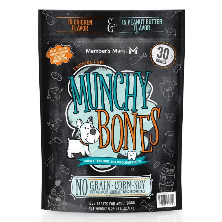 Munchy Bones Dog Treats for Adult Dogs, 30 ct.