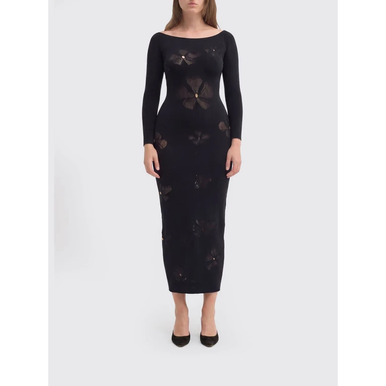 Monogram Midi Dress in Jersey with Floral Embroidery (25EM2M0H40065019000)