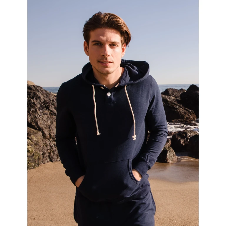 Men's Henley Style Bamboo Viscose Fleece Hoodie
