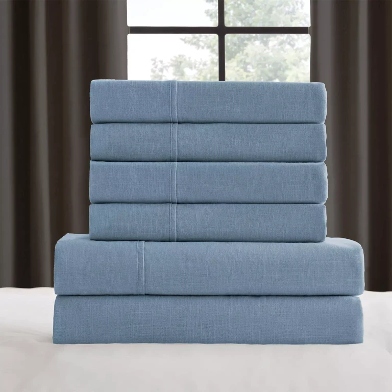 Washed Cotton Textured Sheet Set (Assorted Sizes and Colors):- Blue, King
