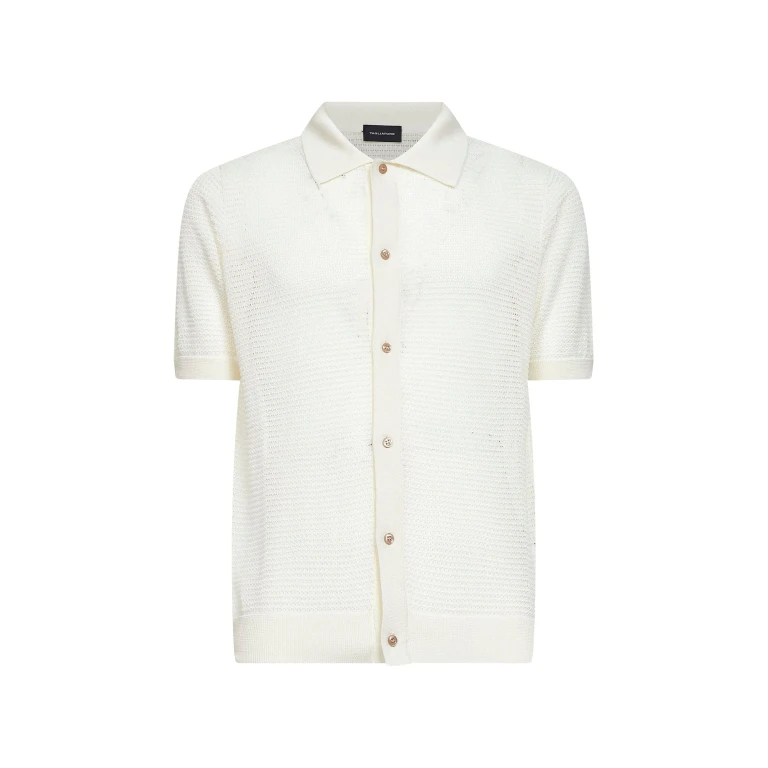Short-Sleeved Pointelle Shirt Cream
