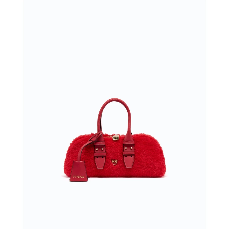 Petit sac à main Escape Bag Horizontal effet teddy avec détails en cuir
