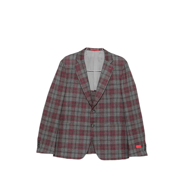 Check-pattern Notch-lapel Blazer