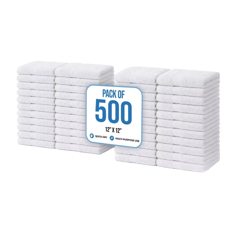 Cotton Quick Dry Wash Towels, 12' x 12',, 500pk:- White