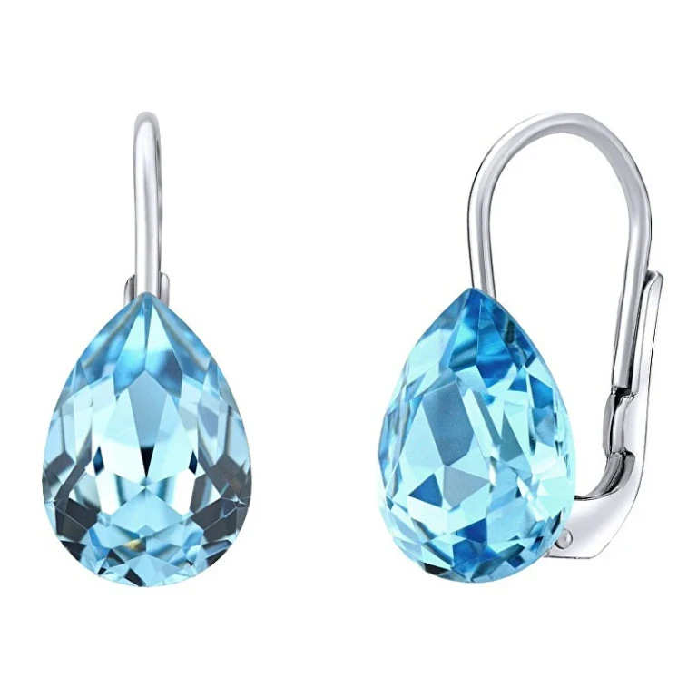 Silver Earrings with Crystals Swarovski ® Blue Silvegovsw080E