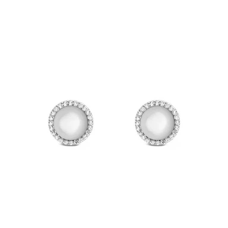 Elegant Mother of Pearl and Crystal Stud Earrings Audrey DW00401417