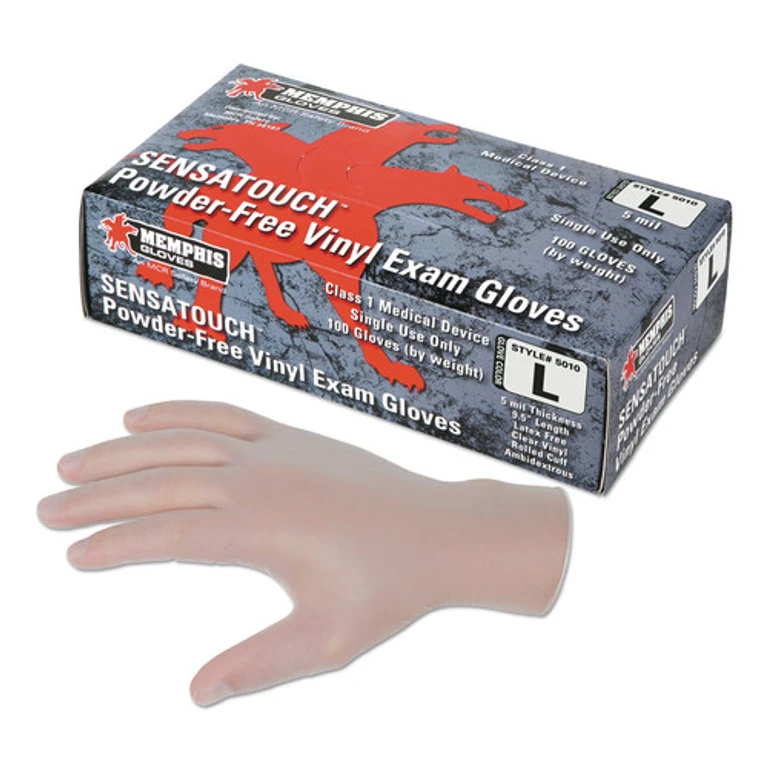 5010M Sensatouch Vinyl Disposable Medical Grade Gloves - Medium/Clear (1000/Carton)