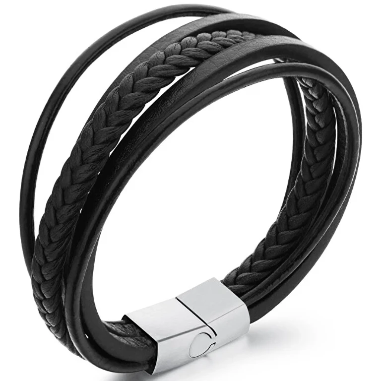 Bracelet Made With Black Leather Straps