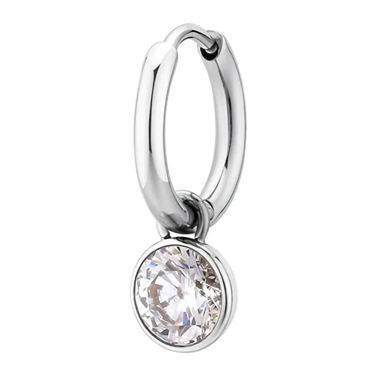 Single Earring IN Steel with Zircon 2in1 Chakra BHKE125