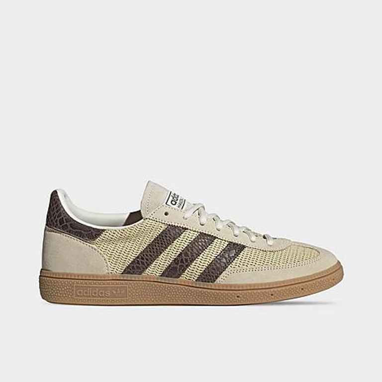Men's Originals Handball Spezial Textile Casual Shoes in Dual Yellow/Brown/Warm Vanilla Size: 7.5