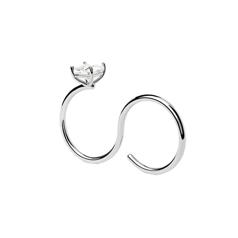 Fashion Double Silver Ring with Zircon Sofia An02-A27 - Size: 54 Mm