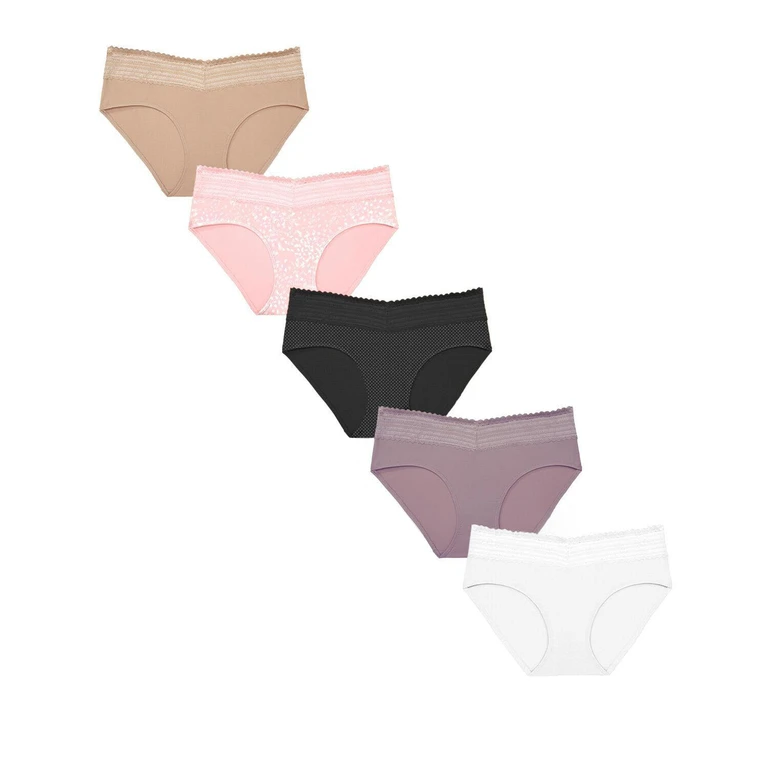 Women's 5-Pack No Pinching, No Problems Lace Waistband Hipster - Neutrals Pack, M:- Neutrals Pack, M