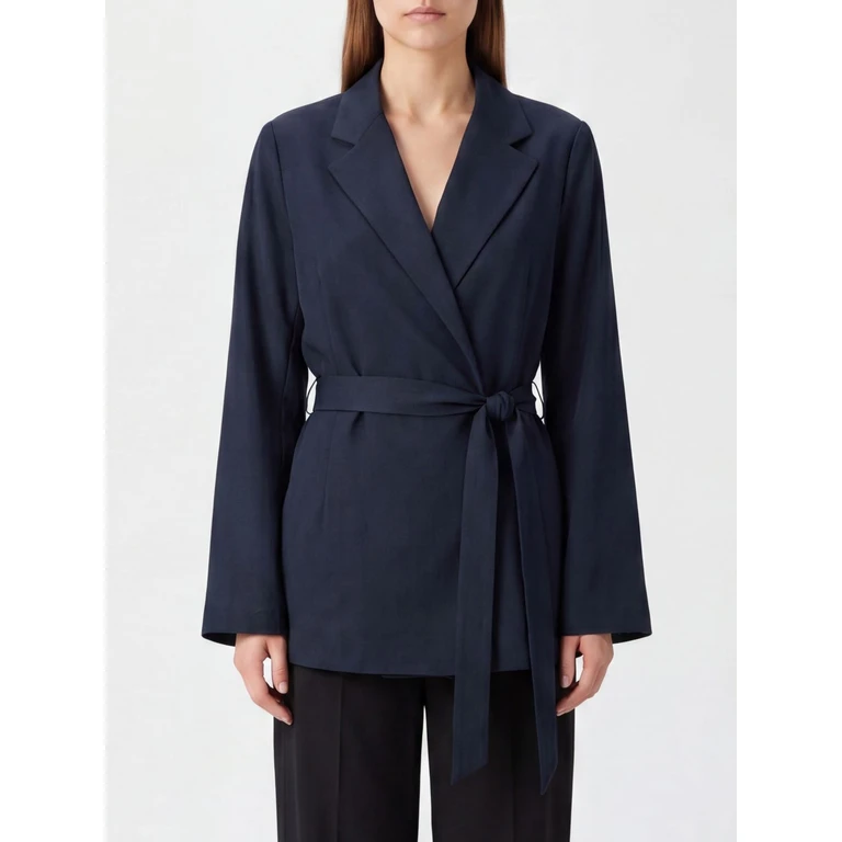 PAROSH Short Robe-Style P. A.R. O.S. H. Blazer with a Tie-Waist Belt and Lapels (D420453PAKY012)