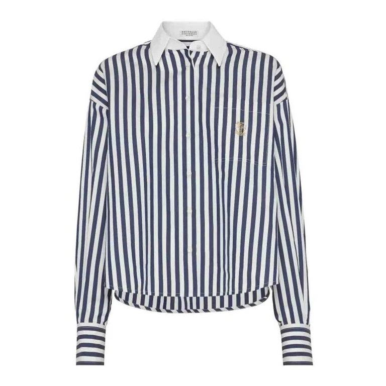 Blue Striped Cotton Silk Shirt