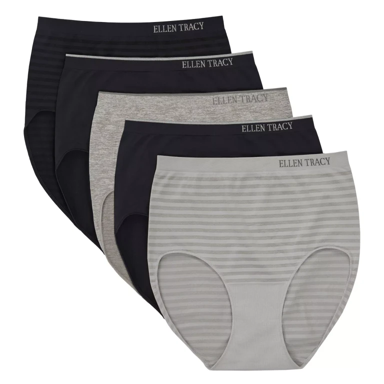 Ellen Tracy Women's 5-Pack Seamless Brief Black/Ster L:- Black/Sterling, L
