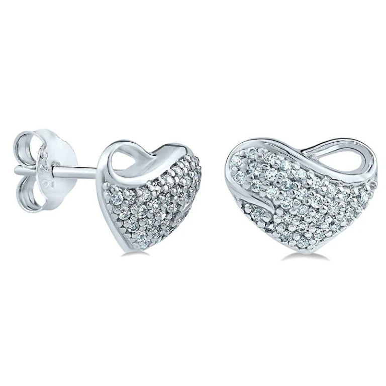Heart Shaped Silver Earrings Jjjfnje0039