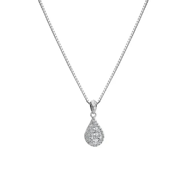 Elegante Silver Necklace With Sparkling Topaz And Diamonds Dp913 (Chain, Pendant)