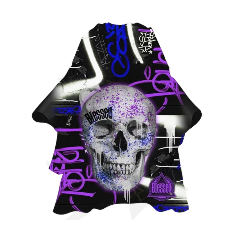 Neoprene collar cape with purple skull Eurostil 1 piece