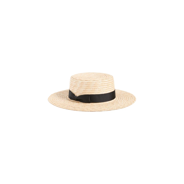Spencer Straw Boater Hat Natural/Black L