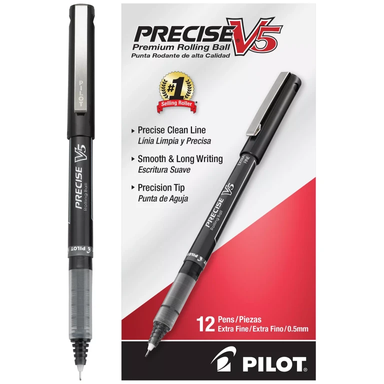 Precise V5 Rolling Ball Pens, Extra Fine, 0.5mm, Black Ink, 12 Count