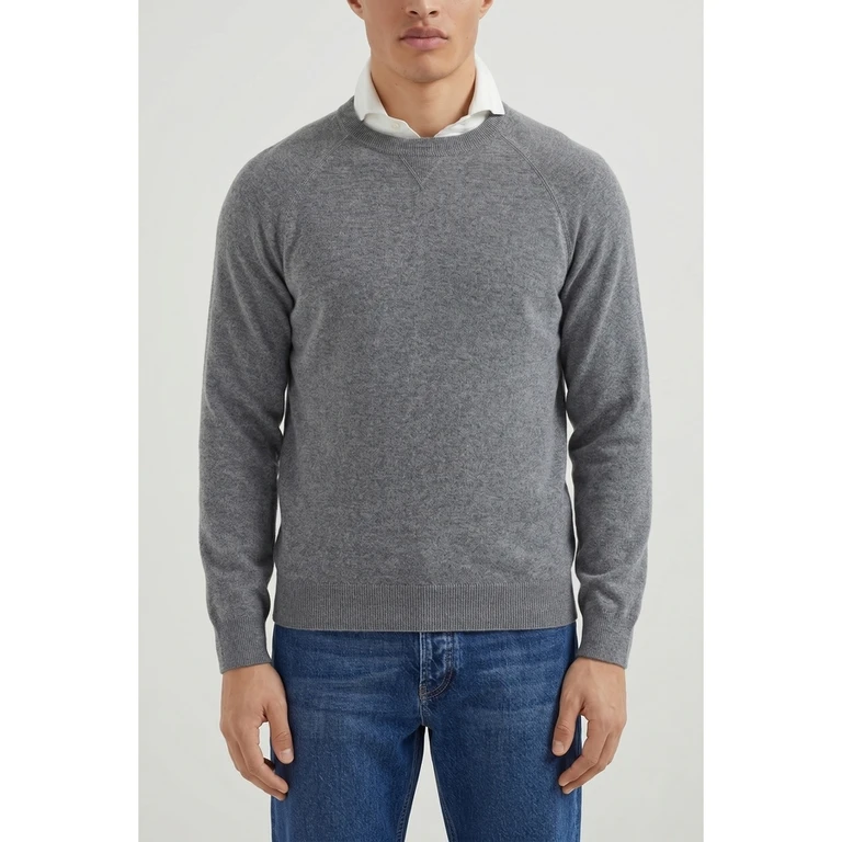 Grey Wool Crewneck Sweater