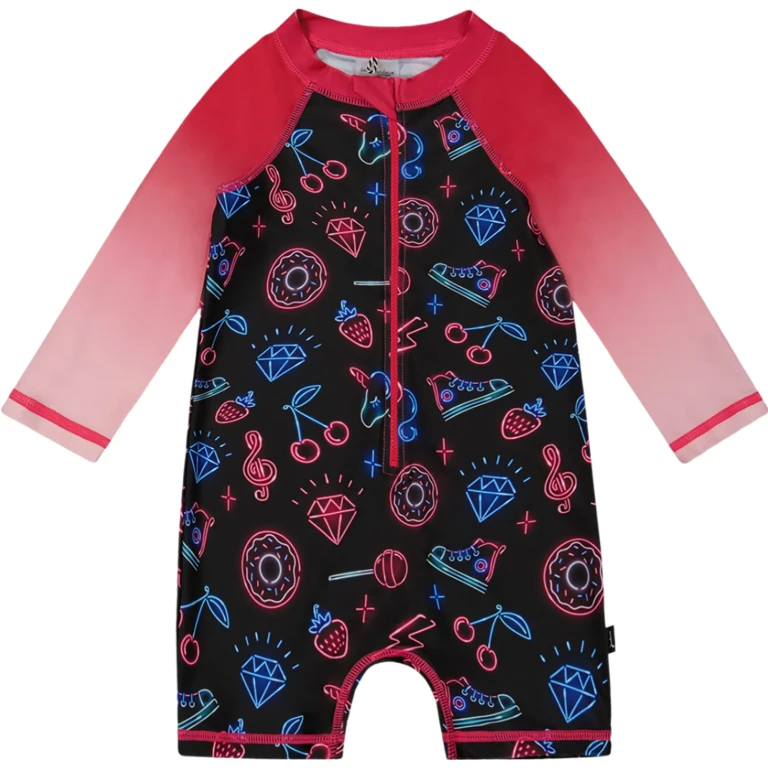 Printed One-Piece Long Sleeve Rashguard - Big Girl