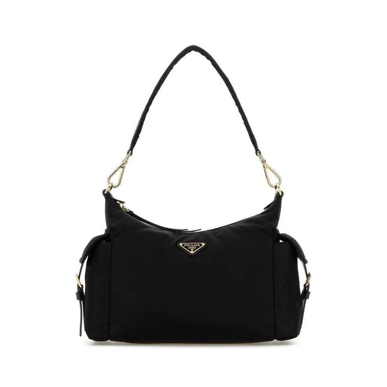 Black Re-Nylon Shoulder Bag Nero Poliammide Riciclata-vitello Borse A Mano