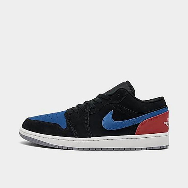 Jordan Men's Air Retro 1 Low Casual Shoes in Black/True Blue/Varsity Red Size: 7.5