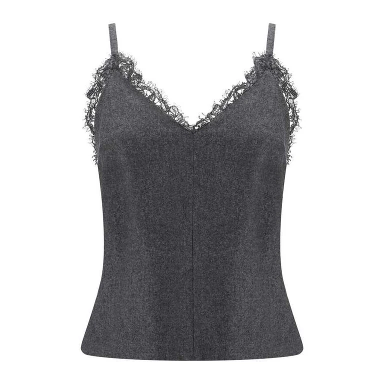 Dark Grey Camisole With Lace Trim