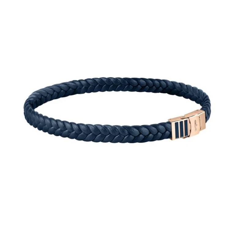 Fashionable Blue Braided Leather Bracelet Moody Sqh49