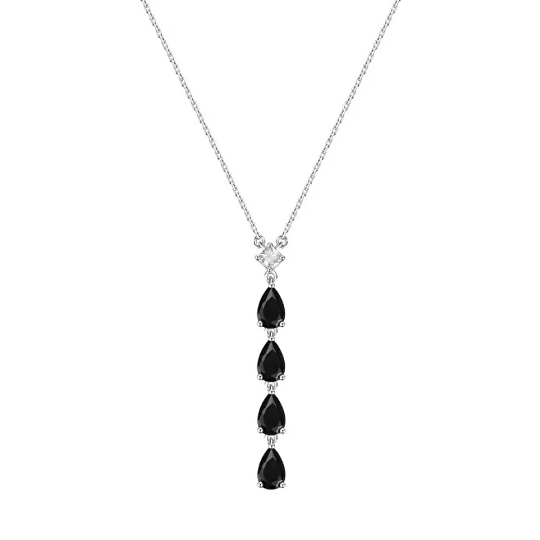 Fancy Black Mystery Necklace in Silver with Cubic Zirconia FMB115