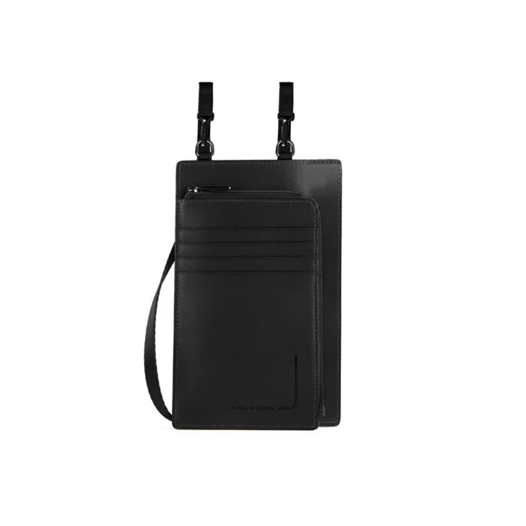 , Pockets, Leather Shoulder Bag, Black, 11.5 x 19 x 2 cm, Women