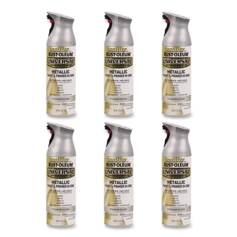 245220 Universal Premium Spray Paint, Metallic Silver, 12 oz Aerosol Can, 6/Carton