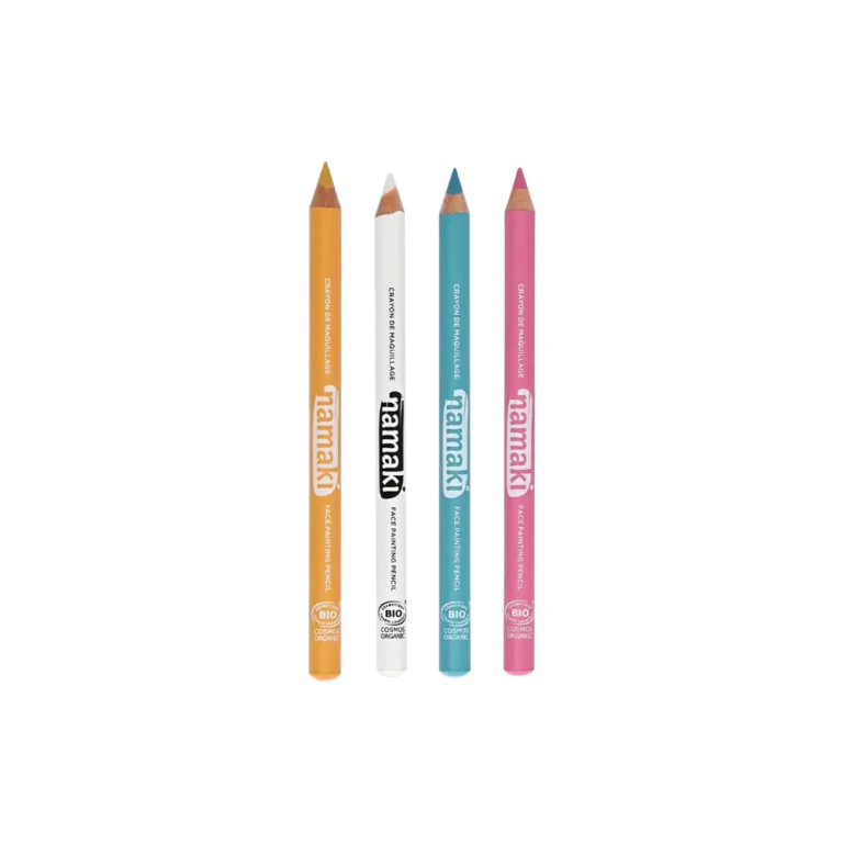 Set of 4 Slim Face Painting Pencils, Yellow/White/Turquoise/Pink