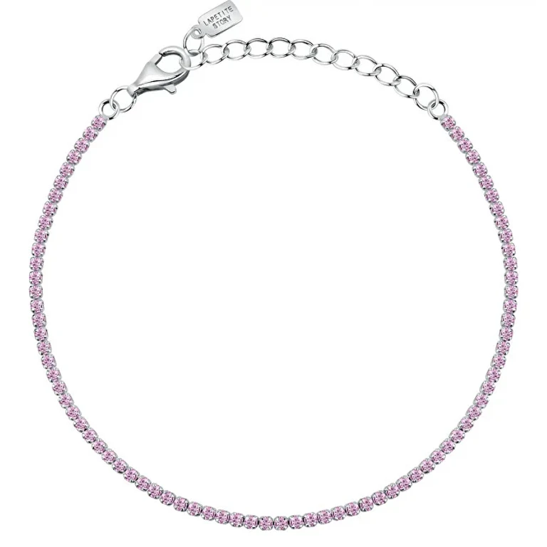 Silver Tennis Bracelet With Pink Zirconia Silver Lps05Awv32