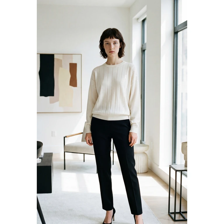 White Cashmere Sequin Sweater